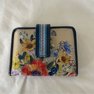 Brighton Blossom Hill Small Wallet T1168M Butterfly Floral Leather Bifold